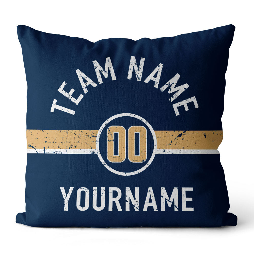 Custom Football Throw Pillow for Men Women Boy Gift Printed Your Personalized Name Number Blue & White & Yellow enthsush