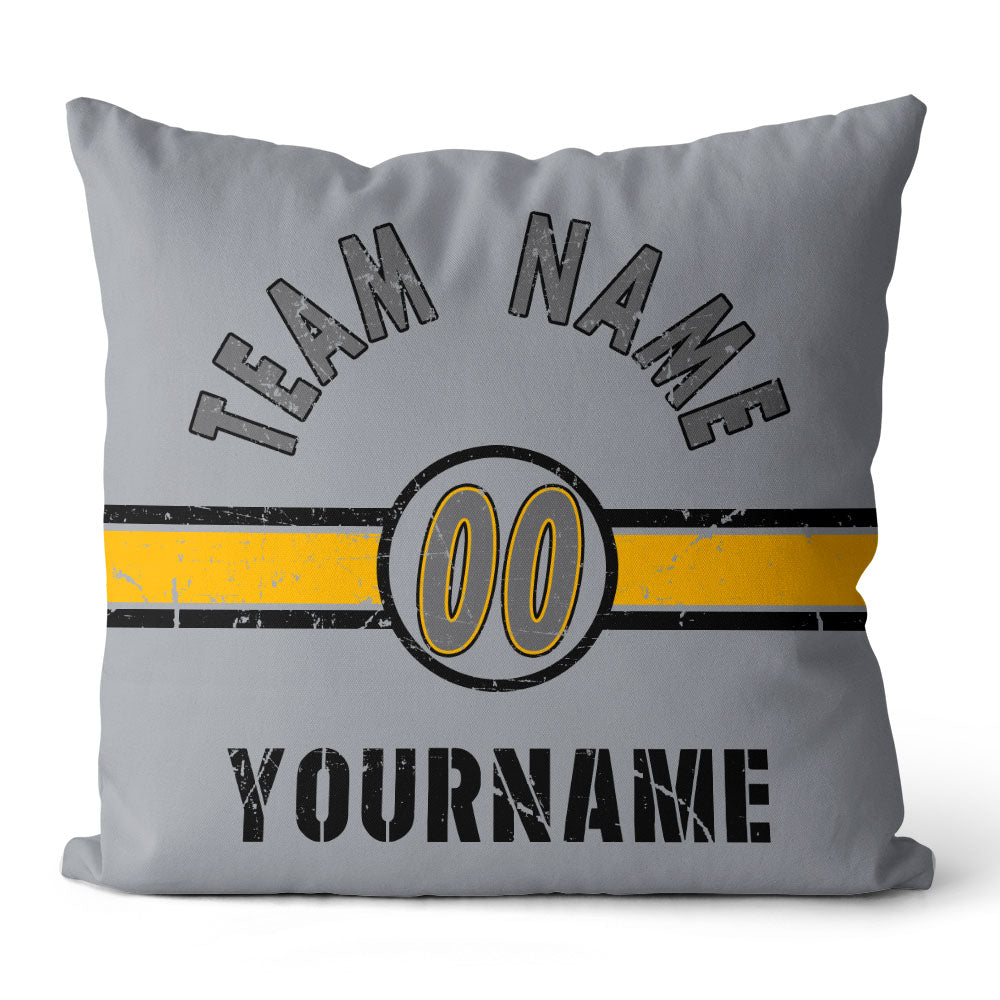 Custom Football Throw Pillow for Men Women Boy Gift Printed Your Personalized Name Number Black & White & Yellow enthsush