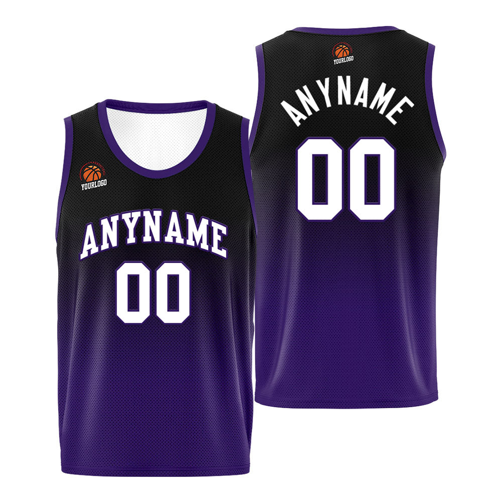 Custom Basketball Jersey Personalized Stitched Team Name Number Logo Black&Purple enthsush
