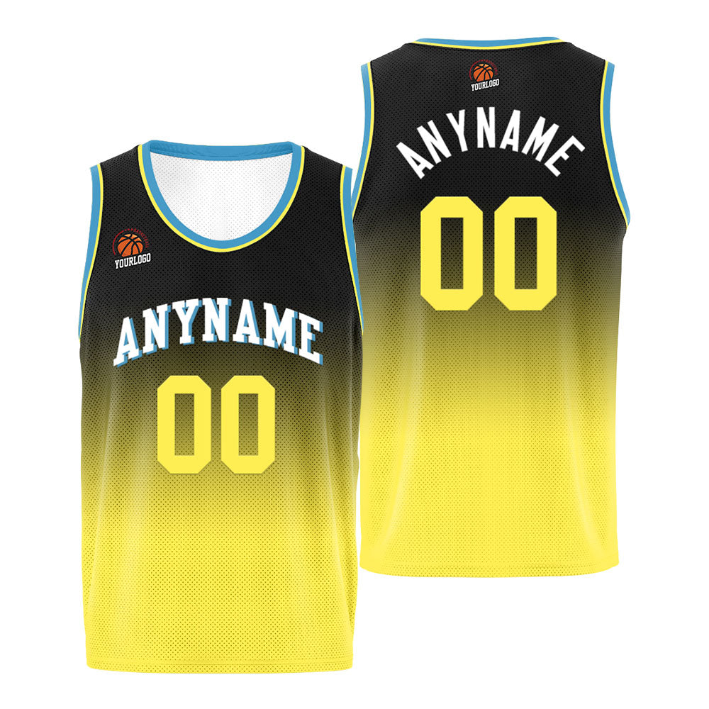 Custom Basketball Jersey Personalized Stitched Team Name Number Logo Navy&Yellow enthsush