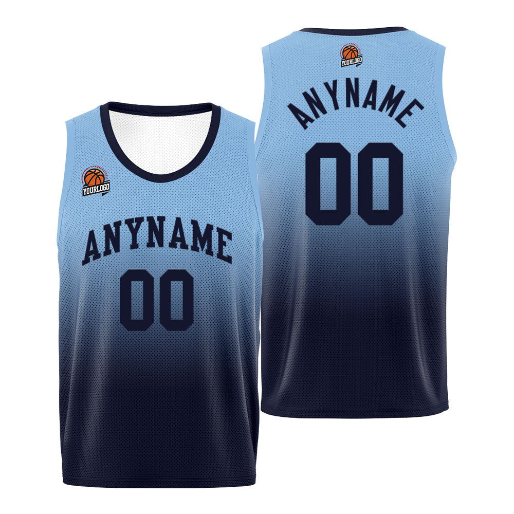 Custom Basketball Jersey Personalized Stitched Team Name Number Logo Light Blue&Navy enthsush