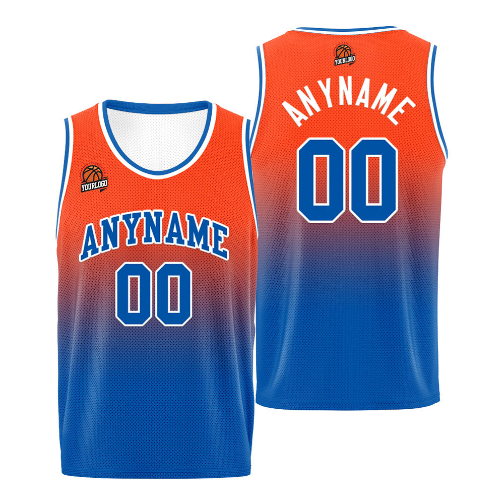 Custom Basketball Jersey Personalized Stitched Team Name Number Logo Orange&Blue enthsush