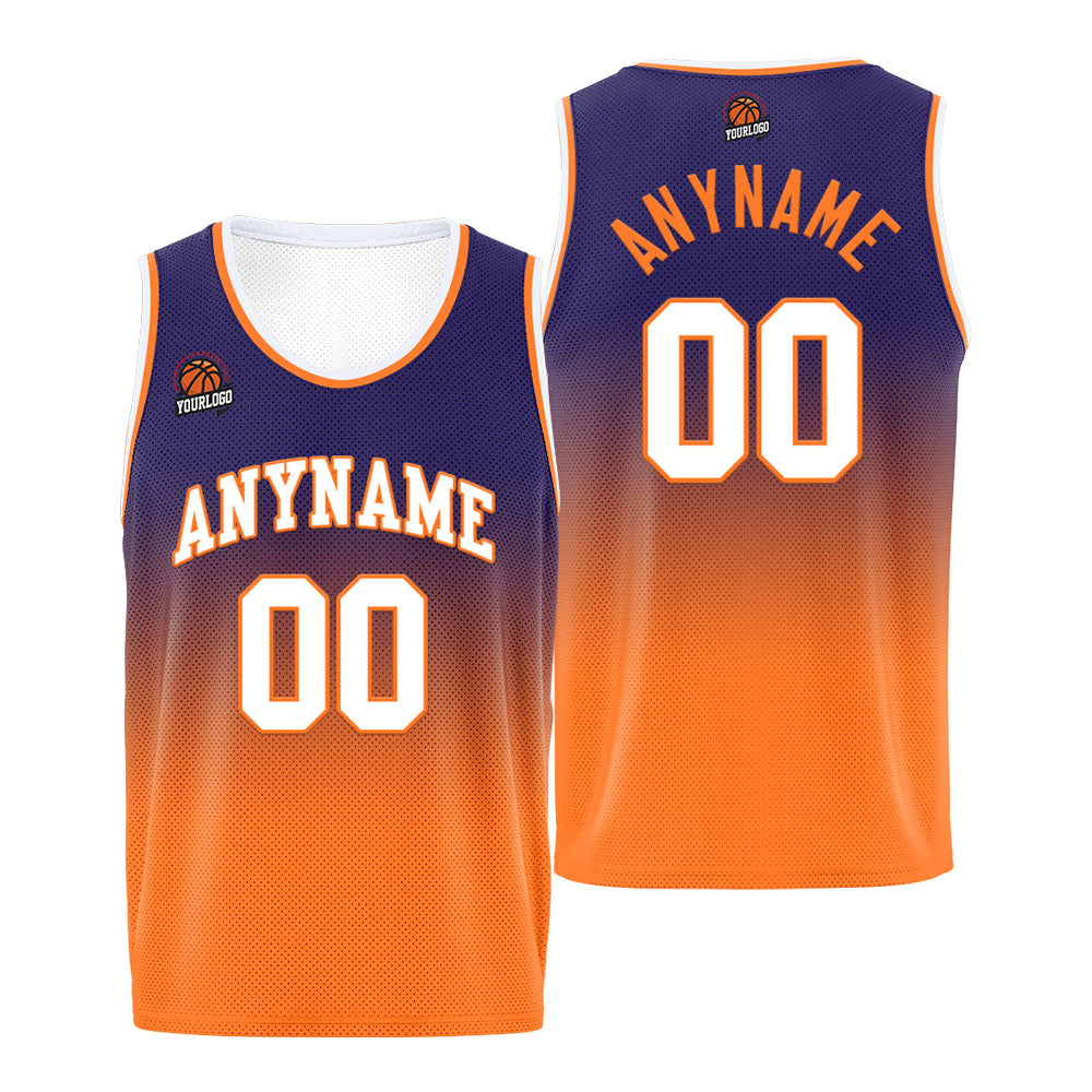 Custom Basketball Jersey Personalized Stitched Team Name Number Logo Purple&Orange enthsush