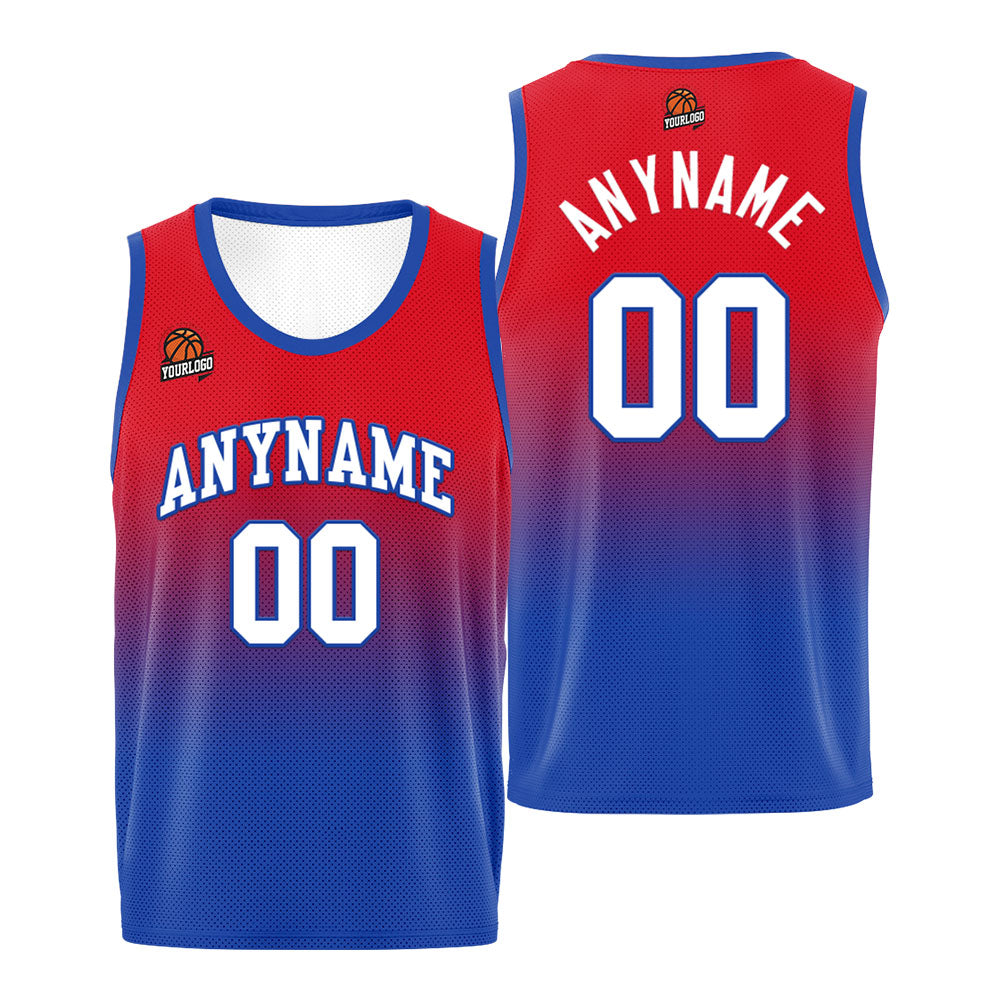 Custom Basketball Jersey Personalized Stitched Team Name Number Logo Red&Royal enthsush