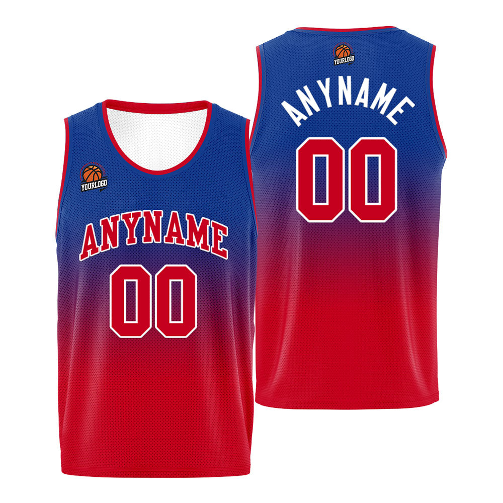 Custom Basketball Jersey Personalized Stitched Team Name Number Logo Red&Royal enthsush