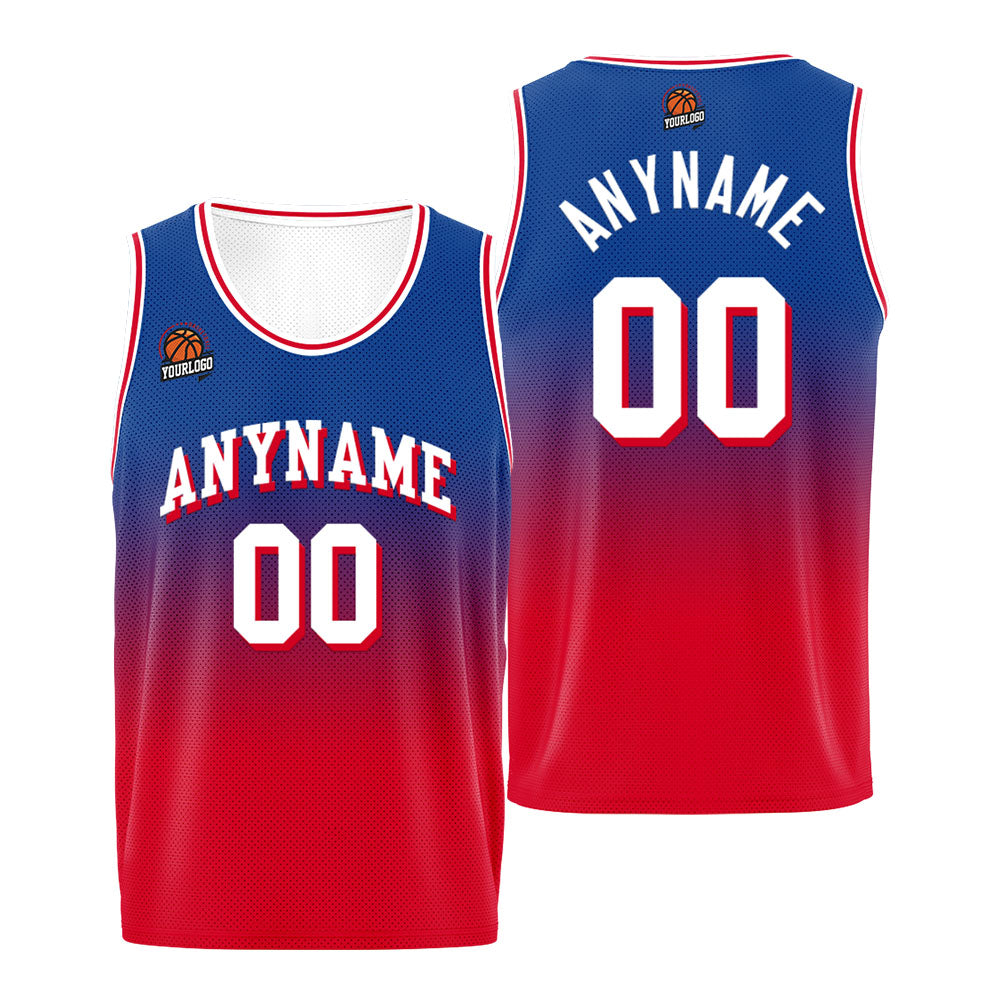 Custom Basketball Jersey Personalized Stitched Team Name Number Logo Royal&Red enthsush