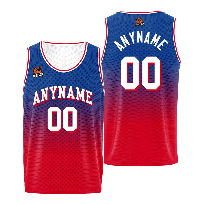 Custom Basketball Jersey Personalized Stitched Team Name Number Logo Royal&Red