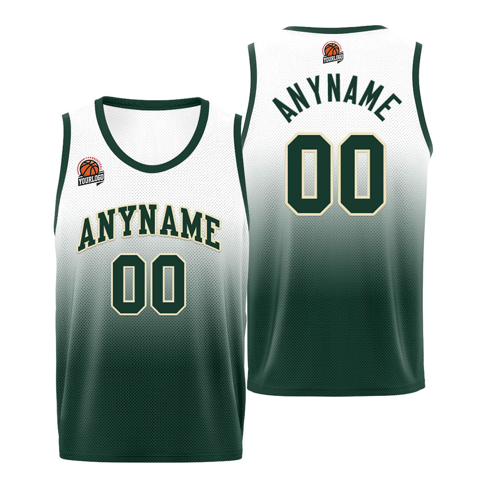 Custom Basketball Jersey Personalized Stitched Team Name Number Logo Green&Cream enthsush
