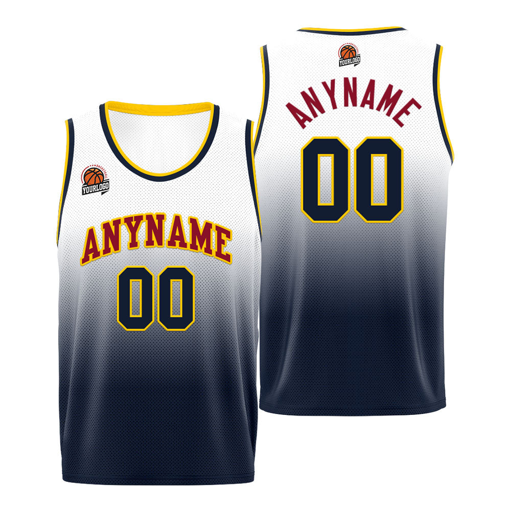 Custom Basketball Jersey Personalized Stitched Team Name Number Logo White&Navy enthsush