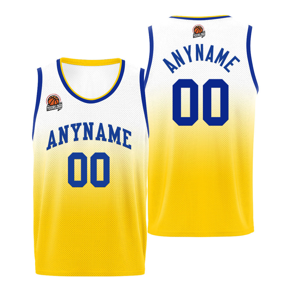Custom Basketball Jersey Personalized Stitched Team Name Number Logo Royal&Yellow enthsush