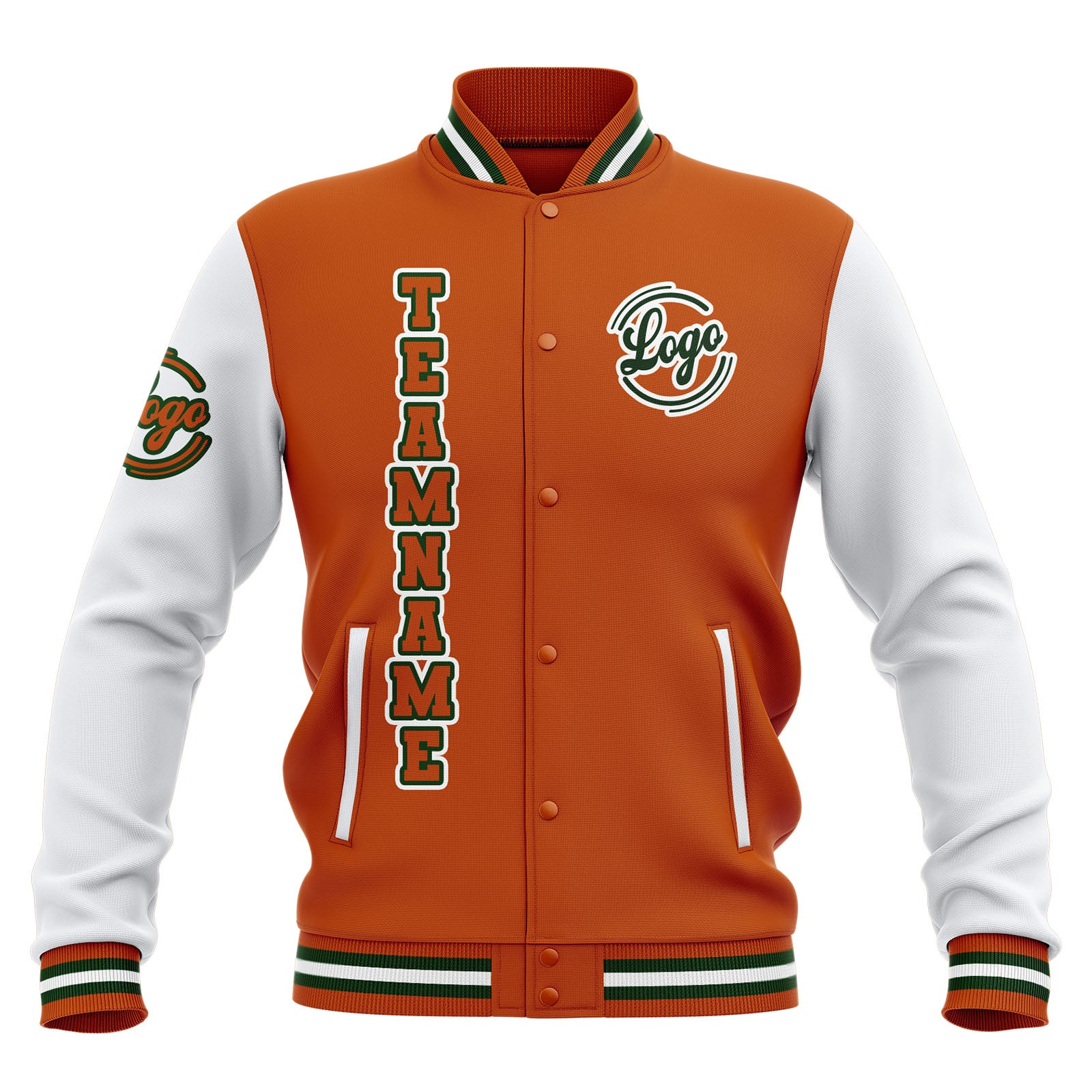 Custom Orange White Waterproof Varsity Jackets Personalized Stitched Name Number Logo to Letterman Jackets enthsush