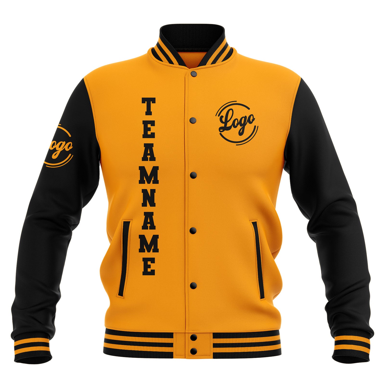 Custom Black Yellow Waterproof Varsity Jackets Personalized Stitched Name Number Logo to Letterman Jackets enthsush