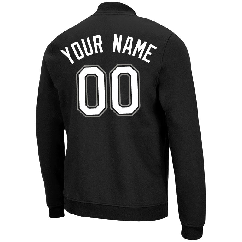 Custom Long Sleeve Windbreaker Jackets Uniform Printed Your Logo Name Number Black-White-Gray enthsush