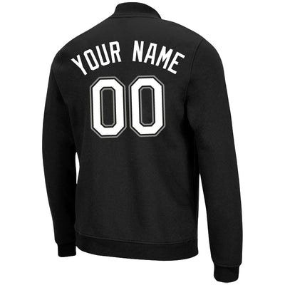 Custom Long Sleeve Windbreaker Jackets Uniform Printed Your Logo Name Number Black-White-Gray enthsush