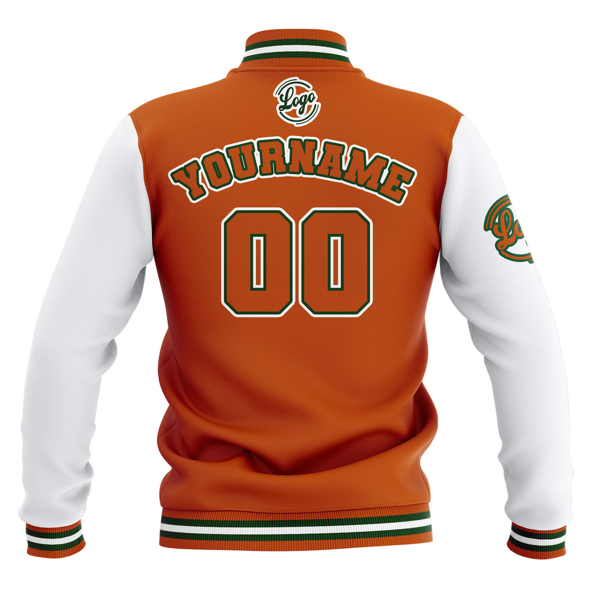 Custom Orange White Waterproof Varsity Jackets Personalized Stitched Name Number Logo to Letterman Jackets enthsush