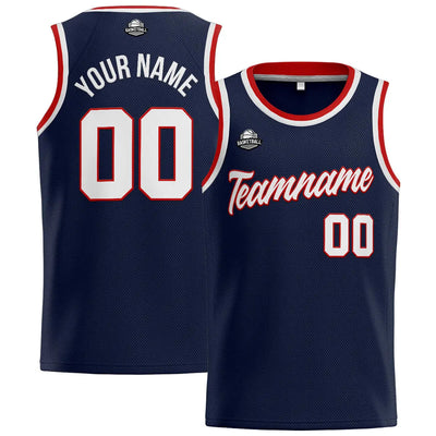 Custom Stitched Basketball Jersey for Men, Women  And Kids Navy-White-Red enthsush
