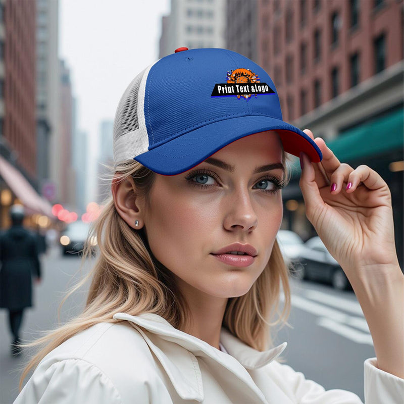 Personalized Blue Red 5-Panel Duckbill Cap Your Unique Style Your Way