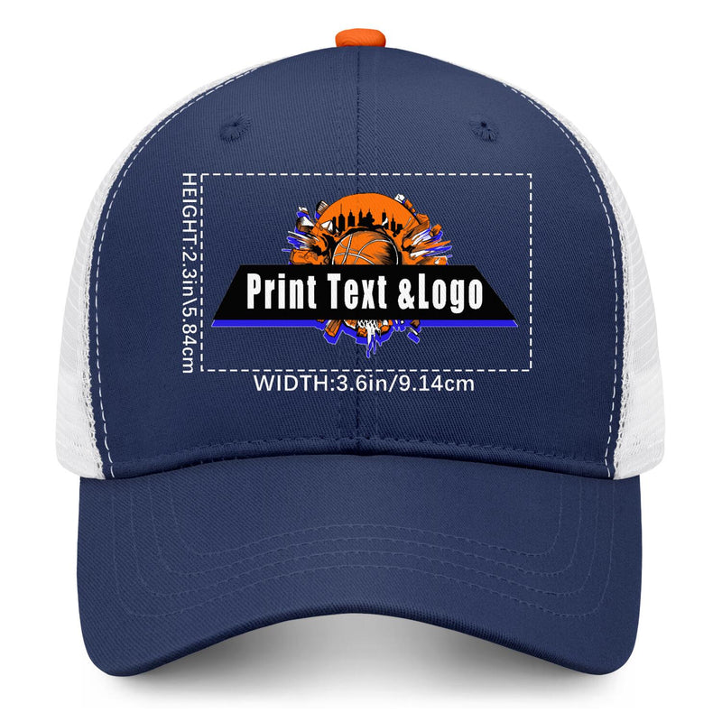 Personalized Navy Blue Orange 5-Panel Duckbill Cap Your Unique Style Your Way