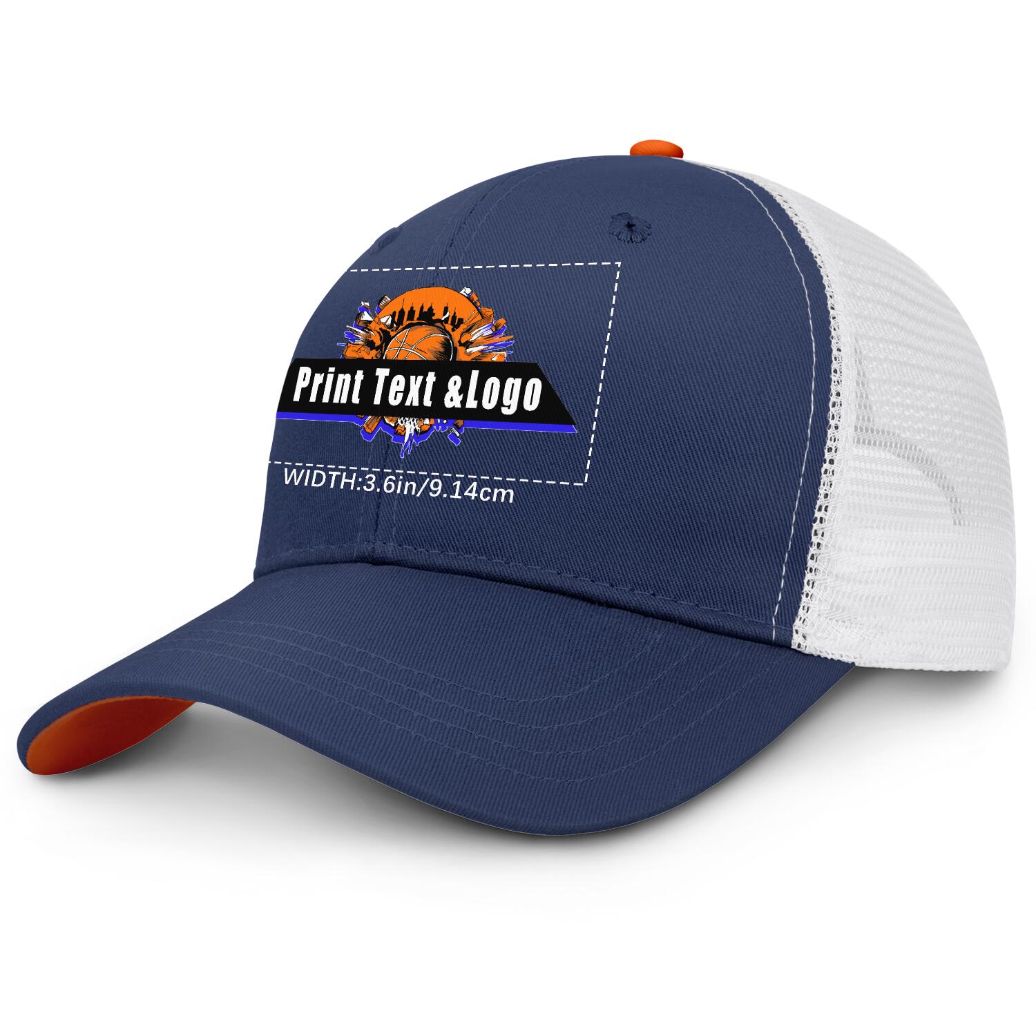 Personalized Navy Blue Orange 5-Panel Duckbill Cap Your Unique Style Your Way enthsush