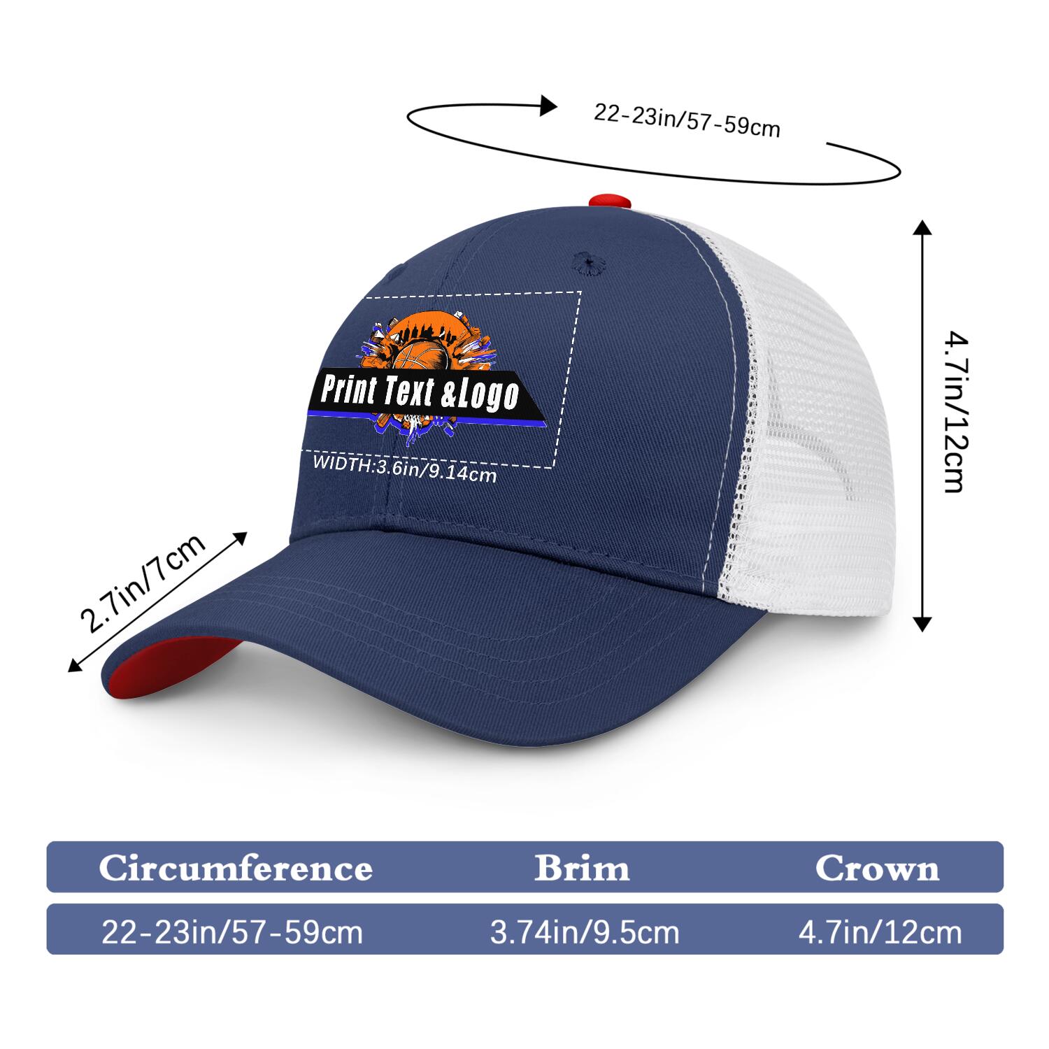 Personalized Navy Blue Red 5-Panel Duckbill Cap Your Unique Style Your Way enthsush