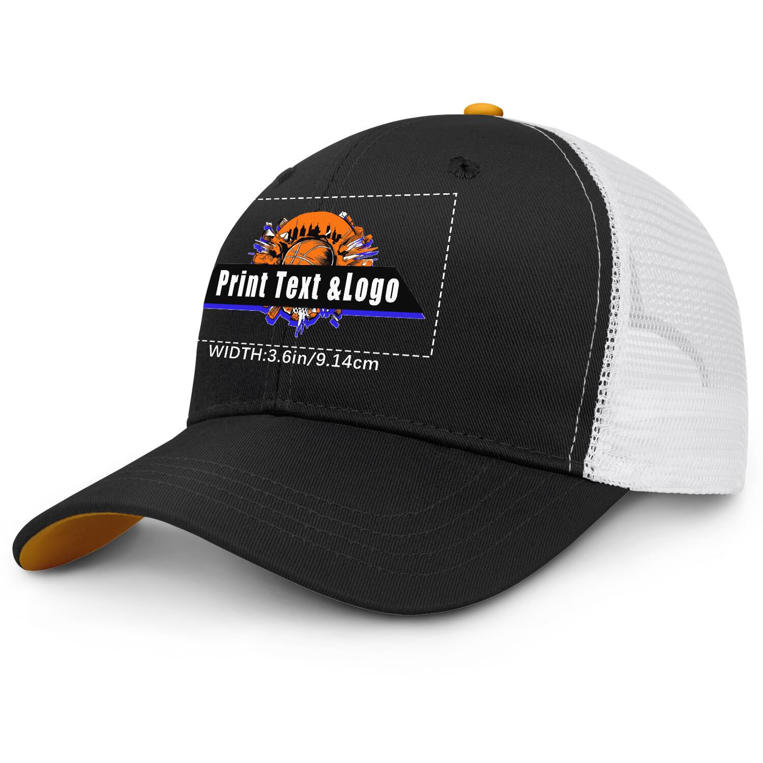 Personalized Black Yellow 5-Panel Duckbill Cap Your Unique Style Your Way enthsush