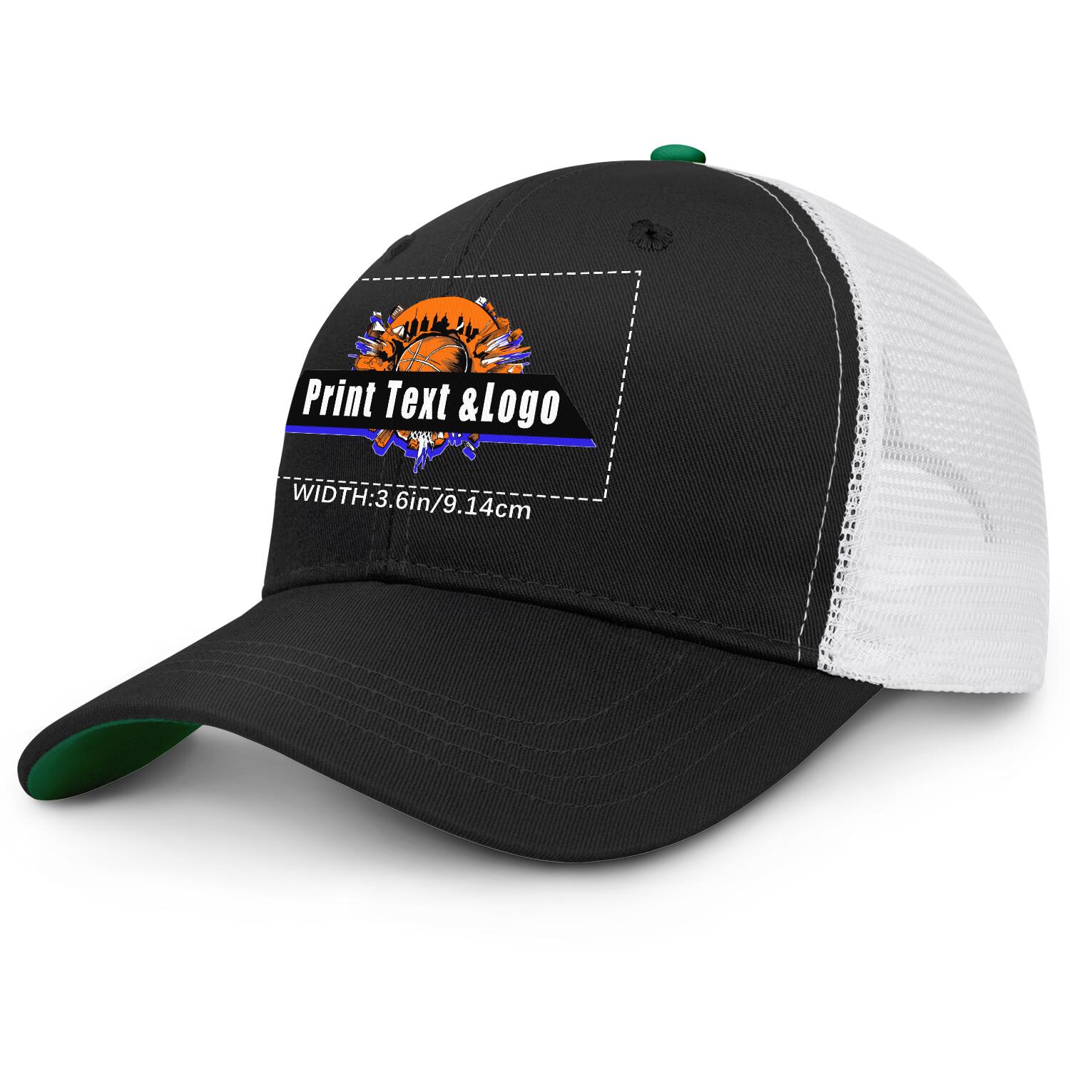 Personalized Black Green 5-Panel Duckbill Cap Your Unique Style Your Way enthsush