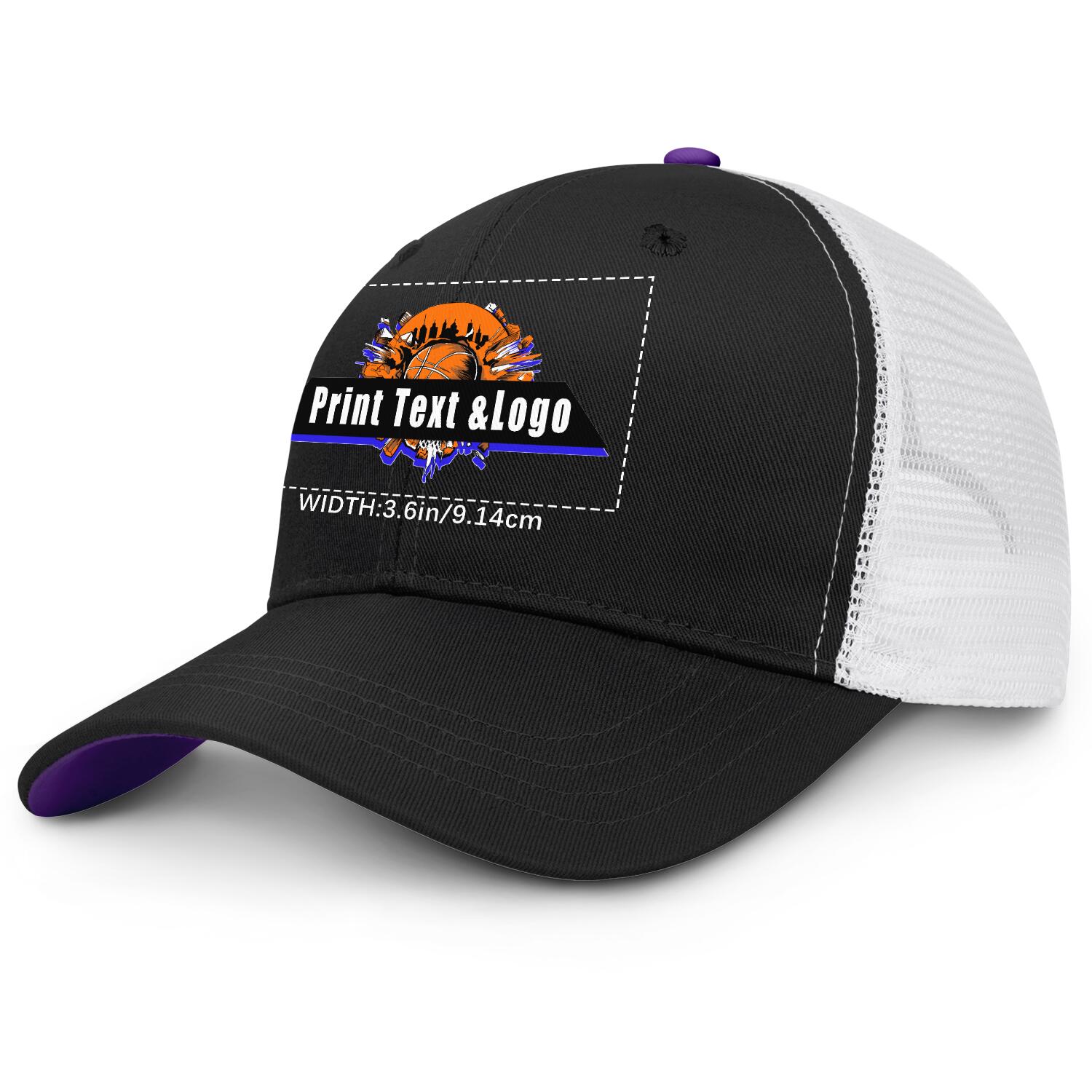 Personalized Black Purple 5-Panel Duckbill Cap Your Unique Style Your Way enthsush