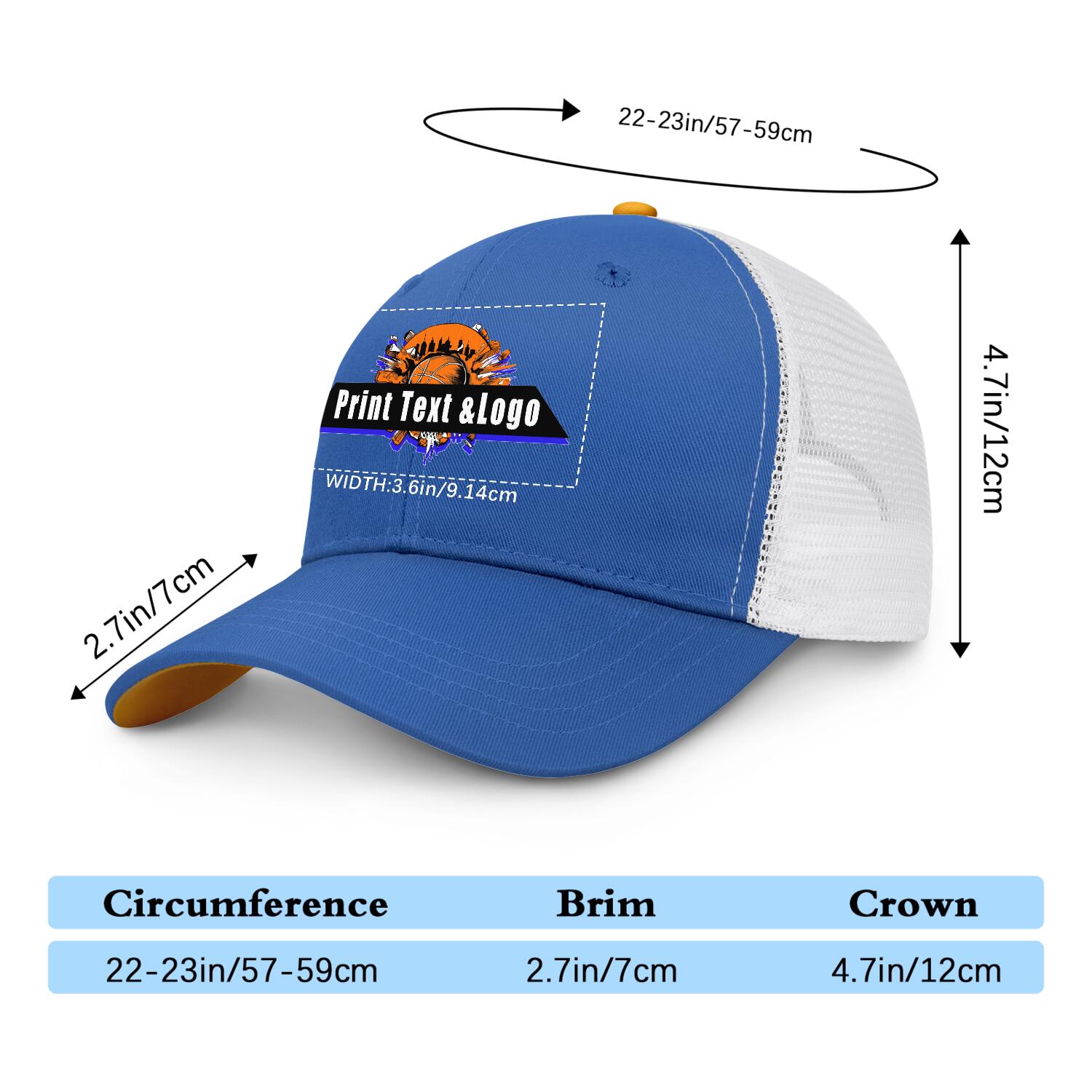 Personalized Blue Yellow 5-Panel Duckbill Cap Your Unique Style Your Way enthsush