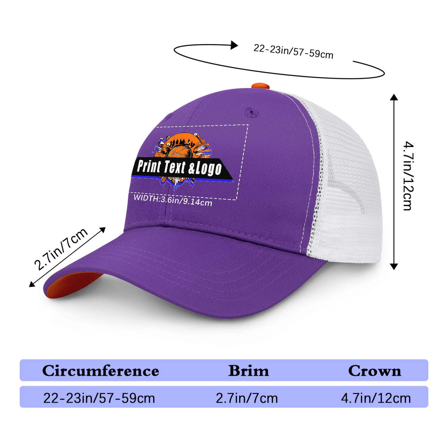 Personalized Purple Orange 5-Panel Duckbill Cap Your Unique Style Your Way enthsush