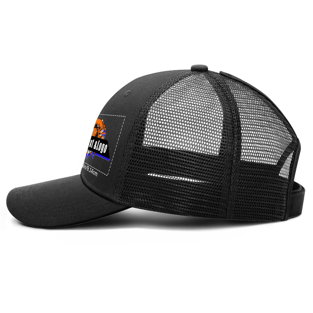 Customized Black Washed Mesh Cowboy Men's and Women's Ponytail Hat with Velcro Can be Printed Logo Text enthsush