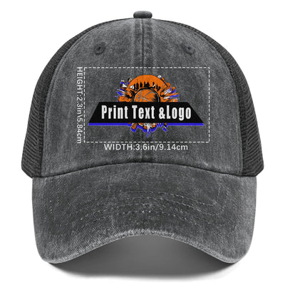 Customized Grey Washed Mesh Cowboy Men's and Women's Ponytail Hat with Velcro Can be Printed Logo Text enthsush