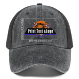 Customized Grey Washed Mesh Cowboy Men's and Women's Ponytail Hat with Velcro Can be Printed Logo Text