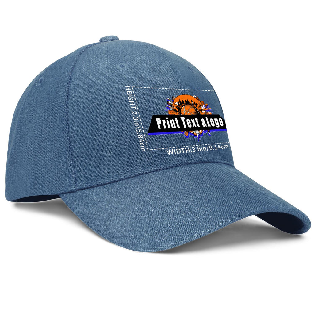 Custom Logo Washed Denim Ponytail Baseball Cap with Metal Snaps – Unisex & Breathable Blue enthsush