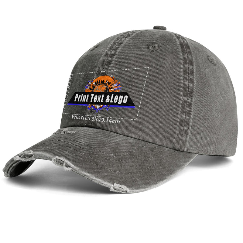 Custom Brown Distressed & Washed Denim Baseball Cap – Unisex Streetwear Style