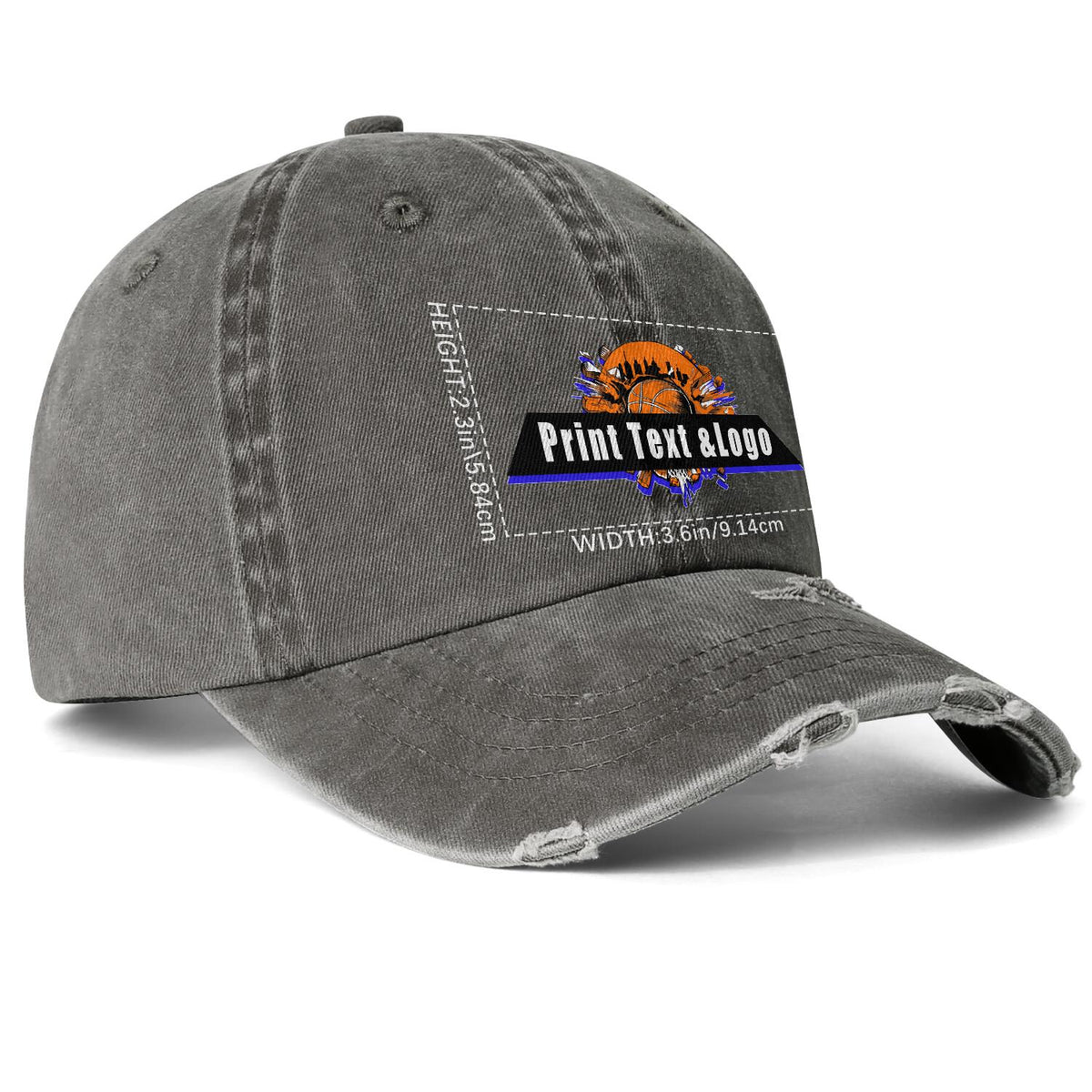 Custom Brown Distressed & Washed Denim Baseball Cap – Unisex Streetwear Style enthsush