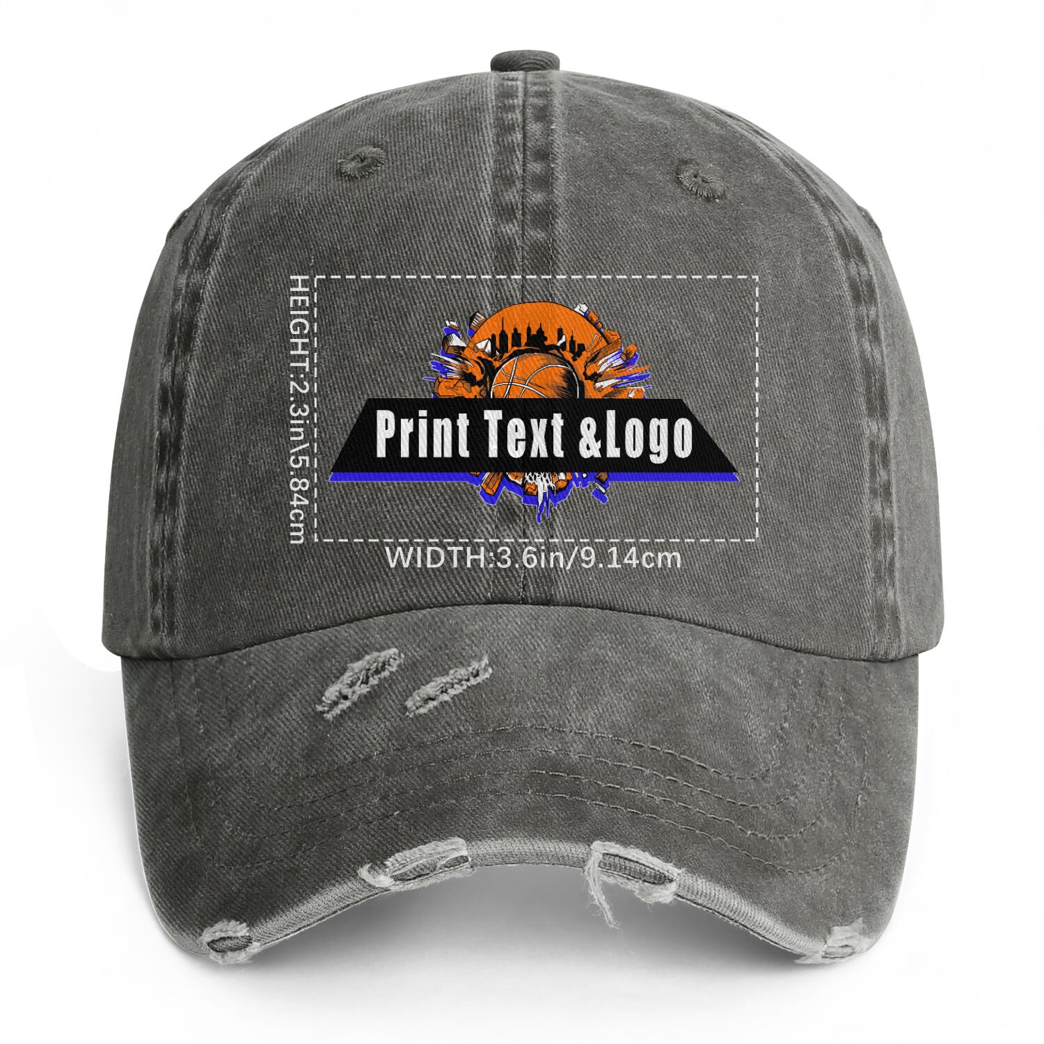 Custom Brown Distressed & Washed Denim Baseball Cap – Unisex Streetwear Style enthsush