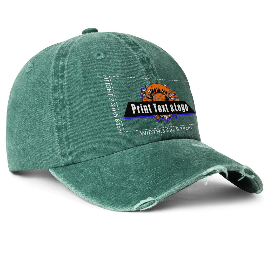 Custom Green Distressed & Washed Denim Baseball Cap – Unisex Streetwear Style enthsush
