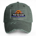 Custom Grey Green Distressed & Washed Denim Baseball Cap – Unisex Streetwear Style enthsush
