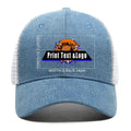 Custom Blue Denim Baseball Cap with Breathable Mesh Panels & Casual Style enthsush
