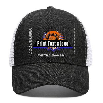 Custom Black Denim Baseball Cap with Breathable Mesh Panels & Casual Style enthsush