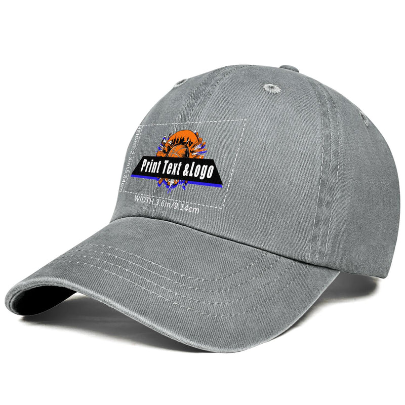 Customized Grey Logo Washed Cowboy Ponytail Cap Metal Snapback Men's and Women's Breathable Baseball Caps