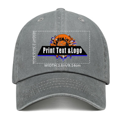 Customized Grey Logo Washed Cowboy Ponytail Cap Metal Snapback Men's and Women's Breathable Baseball Caps enthsush