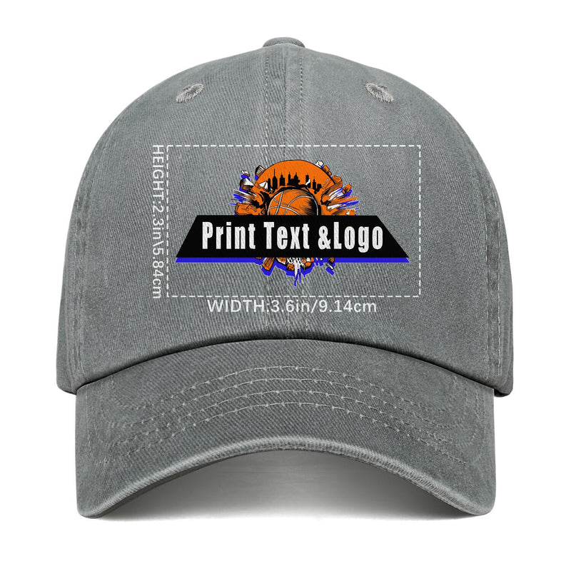 Customized Grey Logo Washed Cowboy Ponytail Cap Metal Snapback Men's and Women's Breathable Baseball Caps