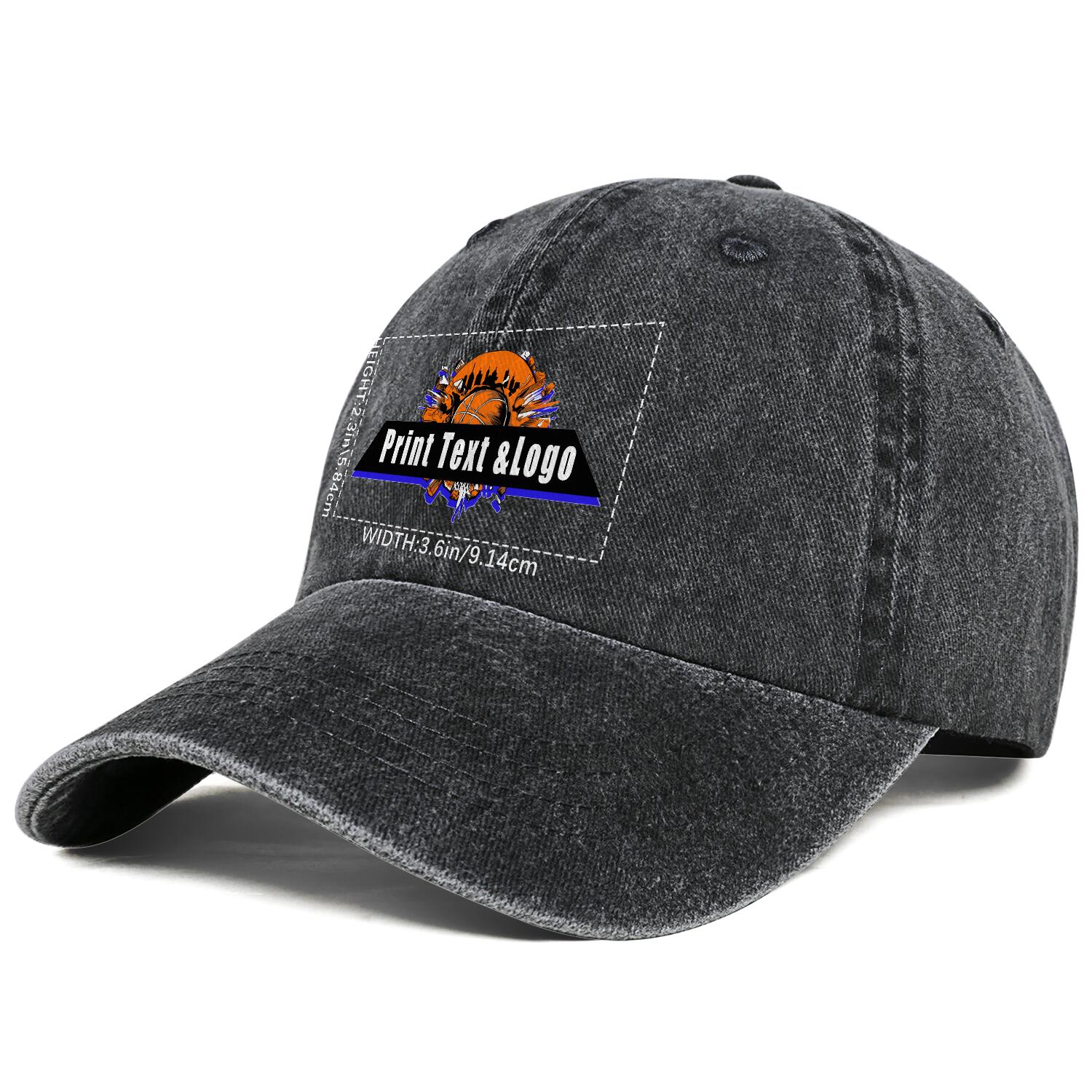 Customized Black Logo Washed Cowboy Ponytail Cap Metal Snapback Men's and Women's Breathable Baseball Caps enthsush