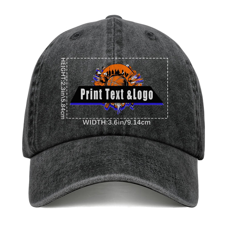 Customized Black Logo Washed Cowboy Ponytail Cap Metal Snapback Men's and Women's Breathable Baseball Caps