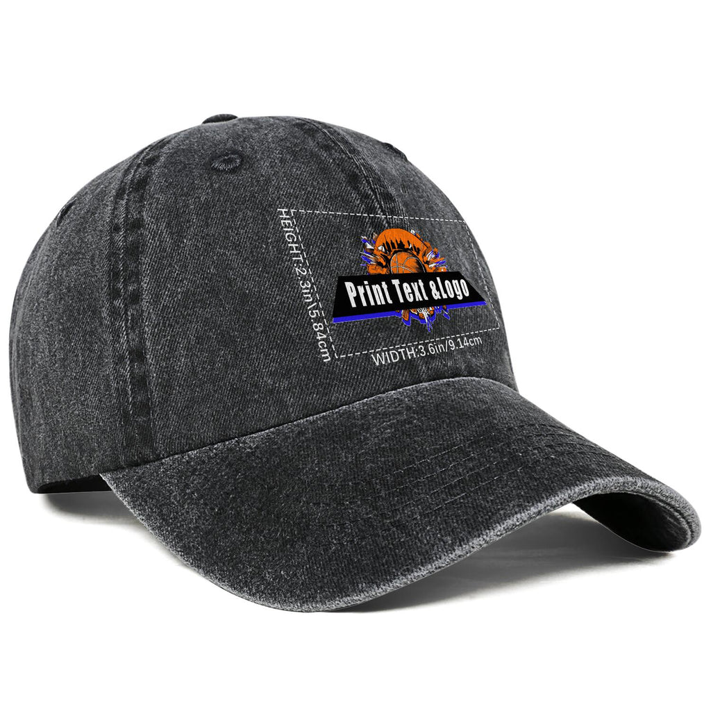 Customized Black Logo Washed Cowboy Ponytail Cap Metal Snapback Men's and Women's Breathable Baseball Caps enthsush