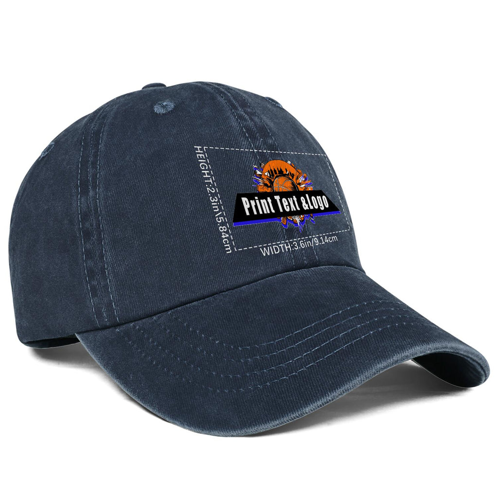 Customized Blue Logo Washed Cowboy Ponytail Cap Metal Snapback Men's and Women's Breathable Baseball Caps enthsush