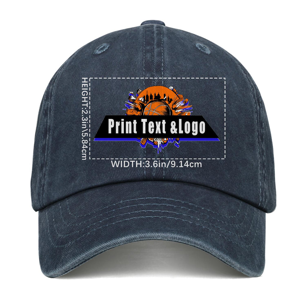 Customized Blue Logo Washed Cowboy Ponytail Cap Metal Snapback Men's and Women's Breathable Baseball Caps enthsush