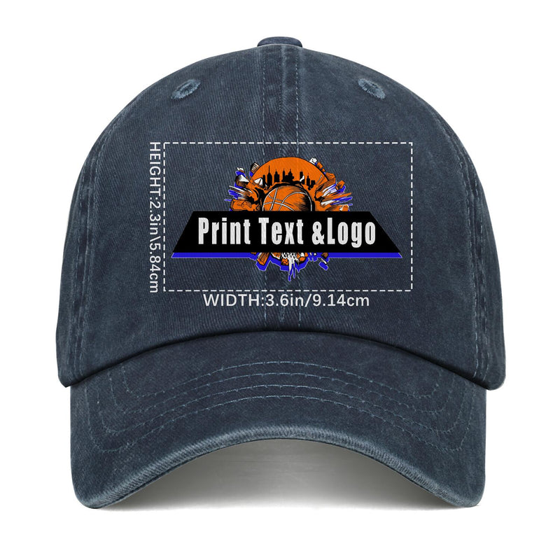 Customized Blue Logo Washed Cowboy Ponytail Cap Metal Snapback Men's and Women's Breathable Baseball Caps