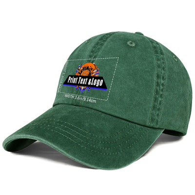 Customized Green Logo Washed Cowboy Ponytail Cap Metal Snapback Men's and Women's Breathable Baseball Caps enthsush